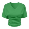 thumbnail image 4 of Glisme Women Tee Solid Color Short Sleeve V-Neck T Shirt Women's Casual Clothes for Summer, 4 of 4