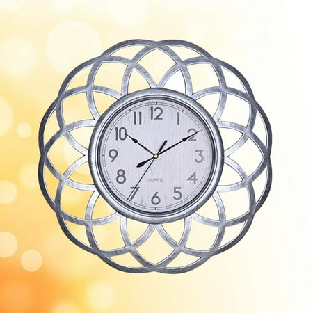 FUEENIRVA Silent Wall Clock Silver PVC 1Pack for Living Room Bedroom Kitchen