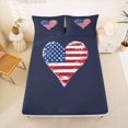 thumbnail image 5 of Manfei Vintage Us Flag Heart Queen Sheets,Navy Queen Sheet Sets,4 Pieces,1 Flat Sheet, 1 Fitted Sheet and 2 Pillowcases, 5 of 6