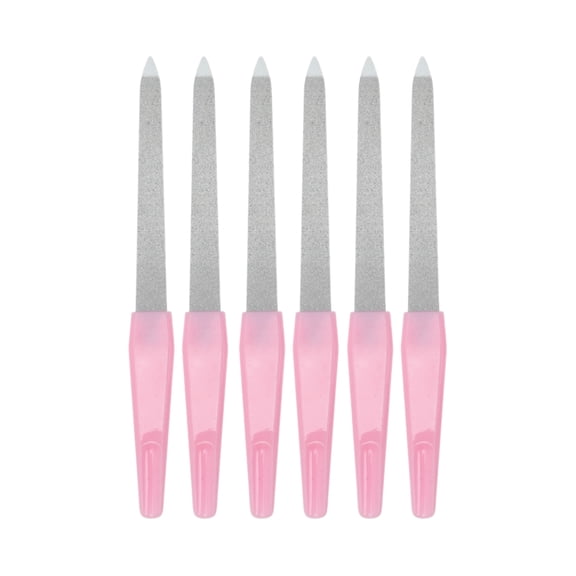 Unique Bargains Double-sided Stainless Steel Nail Files 6 Pcs Pink