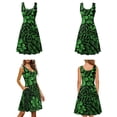 thumbnail image 4 of Jiueut Green Polynesia Plumeria Monstera Palm Leaves Pattern Matching Shirts for Couples Mens Hawaiian Boho Shirts, Womens Sleeveless Flare Dress, Beach Vacation Outfit for Husband Wife, Size XL, 4 of 5