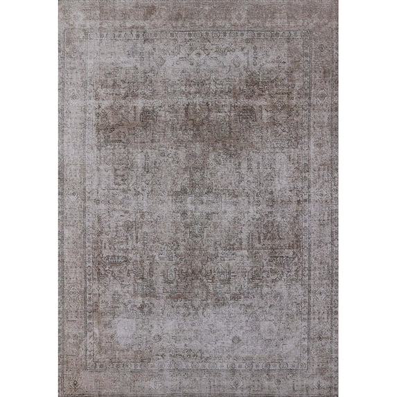 Ahgly Company Indoor Rectangle Mid-Century Modern Mauve Taupe Purple Oriental Area Rugs, 2' x 4'
