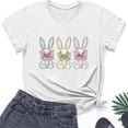 thumbnail image 4 of Cavosen Happy Easter Short Sleeve Tops for Women Casual Summer Cute Bunny Print Pullover Shirts Crewneck Holiday Blouse Vacation Festival T Shirts Loose Dressy Trendy Tees S, 4 of 4