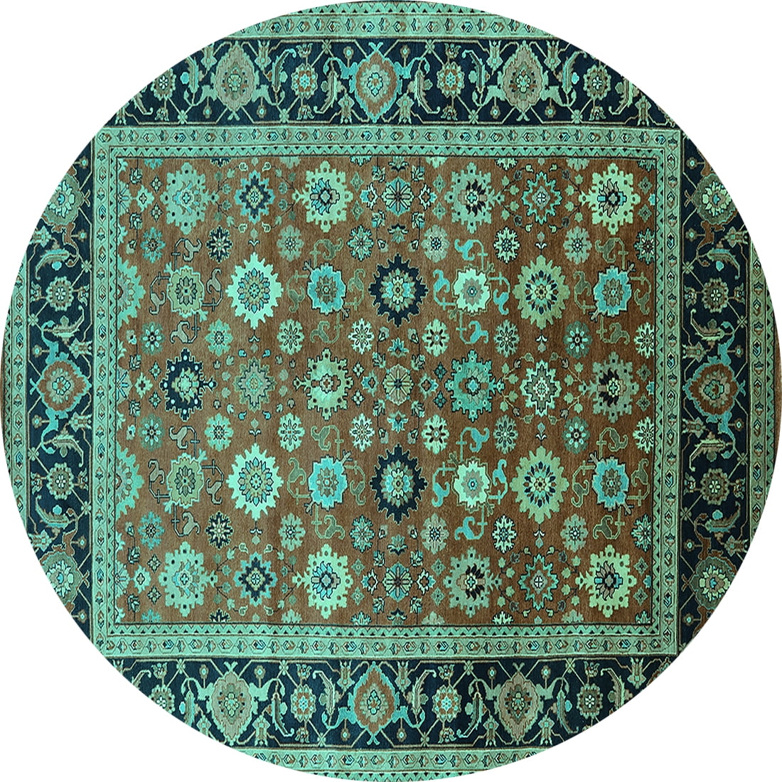Ahgly Company Indoor Round Oriental Turquoise Blue Industrial Area Rugs ...