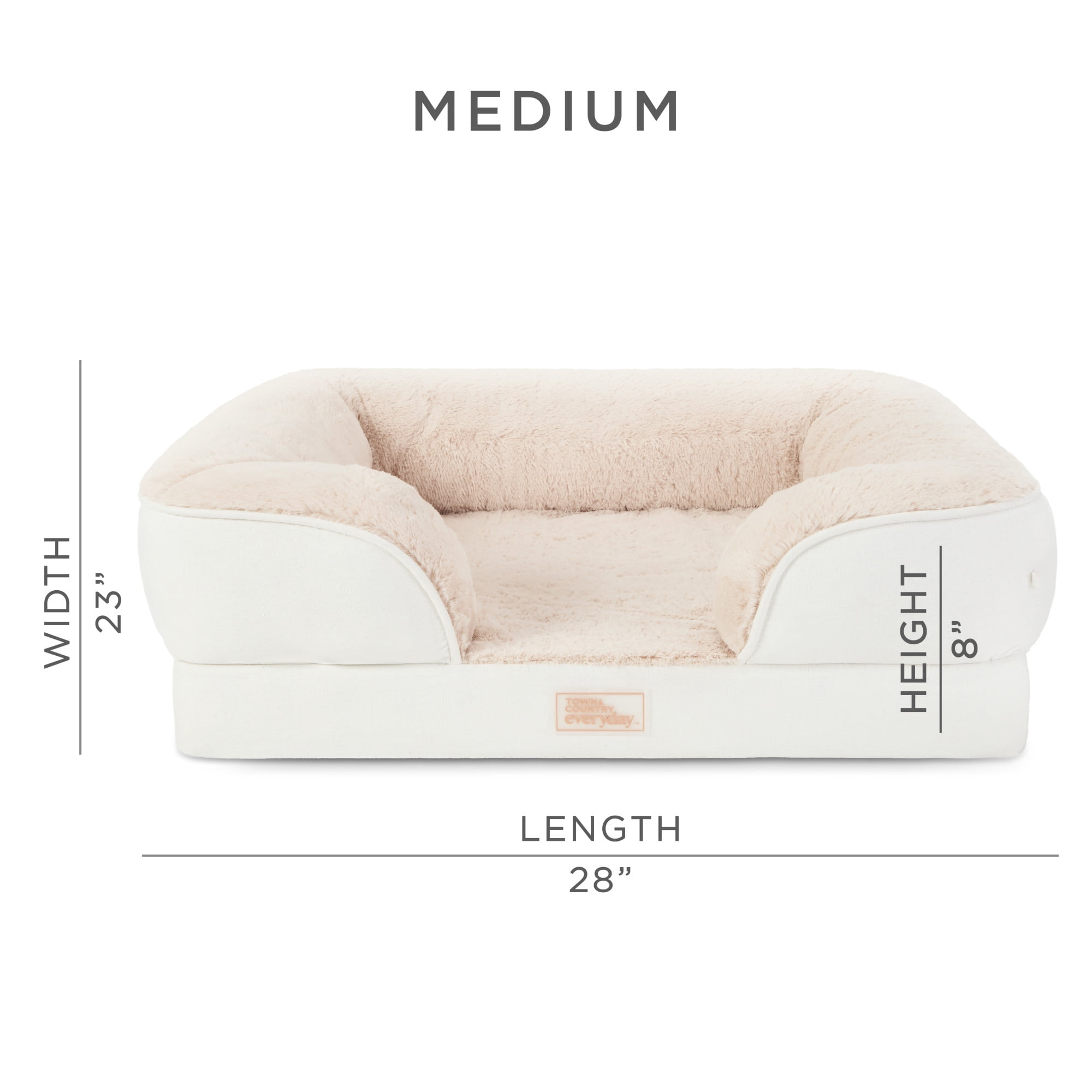 TOWN & COUNTRY EVERYDAY CuddleTown Comfy Solid Bolster Sofa Pet Bed, Supportive & Calming Egg Crate Foam, Water Repellent, Non-Slip Bottom, Machine Washable Cover, Blue, Medium 28"x23"x8"