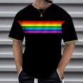 thumbnail image 1 of iTNHFP T-Shirts pour Hommes Pack T-Shirt à Manches Courtes Rayé Grand Col Rond Basique Décontracté Hauts Rayés Colorés Vêtements Arc-en-Ciel, 1 of 3
