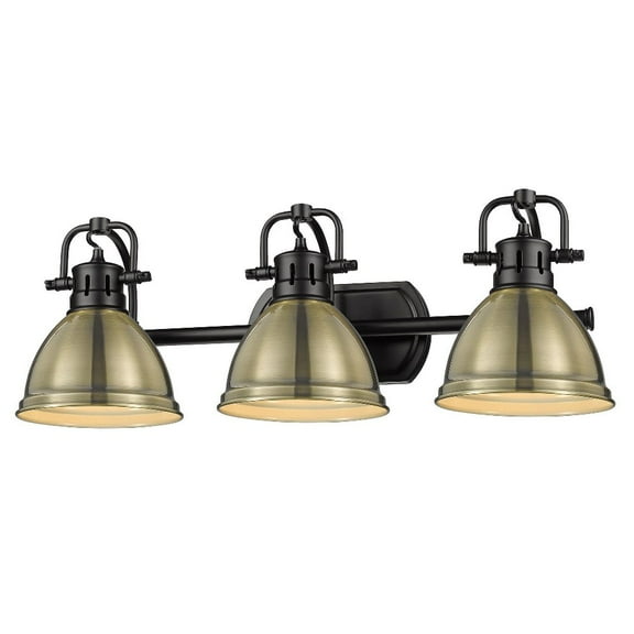 Yep by Golden Lighting Duncan 3-light Vanity in Matte Black and Aged Brass shade
