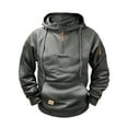 thumbnail image 2 of Men's Autumn Winter Tactical Sweatshirt 1/4 Zipper Long Sleeve Sports Hoodie with Pockets Military Style Gray M, 2 of 4