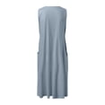 thumbnail image 5 of Vestido de playa sin mangas de color liso para mujer, largo hasta la rodilla, cuello redondo informal con bolsillos, para vacaciones, viajes y uso diario., 5 of 5