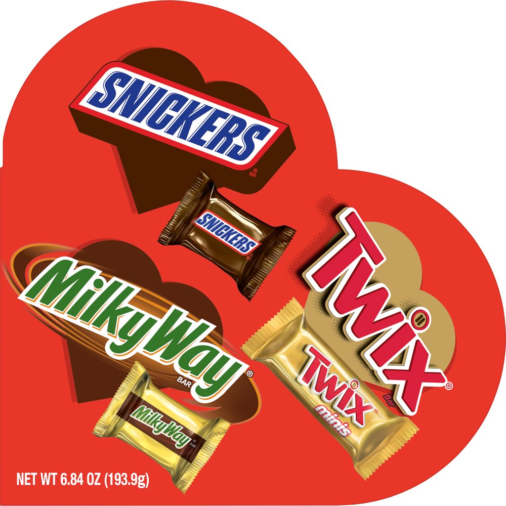MARS Chocolate Valentine's Assorted Minis Size Candy Heart Gift Box 6.