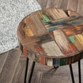 thumbnail image 3 of Greenage Reclaimed Wood End Table, 15.5" x 15.5" x 21" Heigh, Gusset Round, 3 of 12