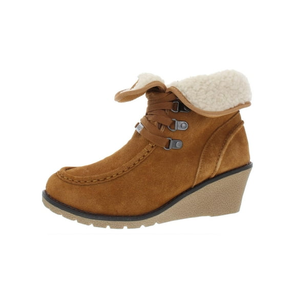 Womens Sienna Fold Over Waterproof Wedge Boots Tan 10 Medium (B,M)