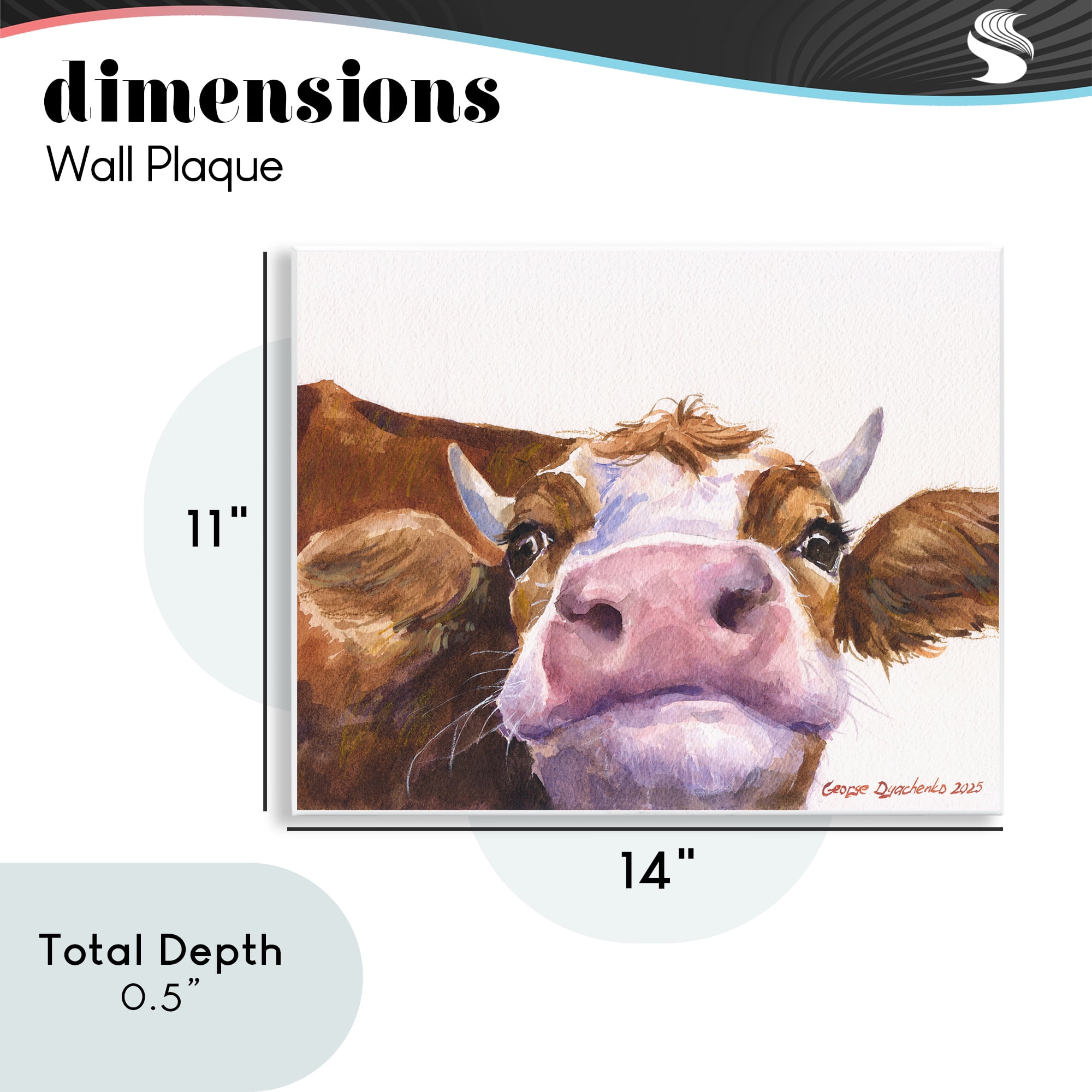Stupell Industries Cute Cow Close Up Wall Plaque Art, design by George Dyachenko