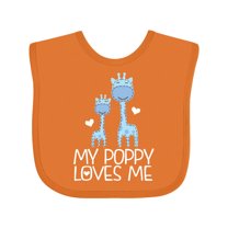 Inktastic My Poppy Loves Me Boys Giraffe Grandson Boys Baby Bib