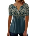 thumbnail image 2 of AOOCHASLIY Spring Saving Women Fashion Casual Print Round Neck Loose Short Sleeve T-shirt Top Blouse Pullover, 2 of 5