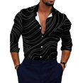 thumbnail image 2 of Mens Printed Long Sleeve Muscle Band Collar Button Down Shirt Party T Dress Up, 2 of 8