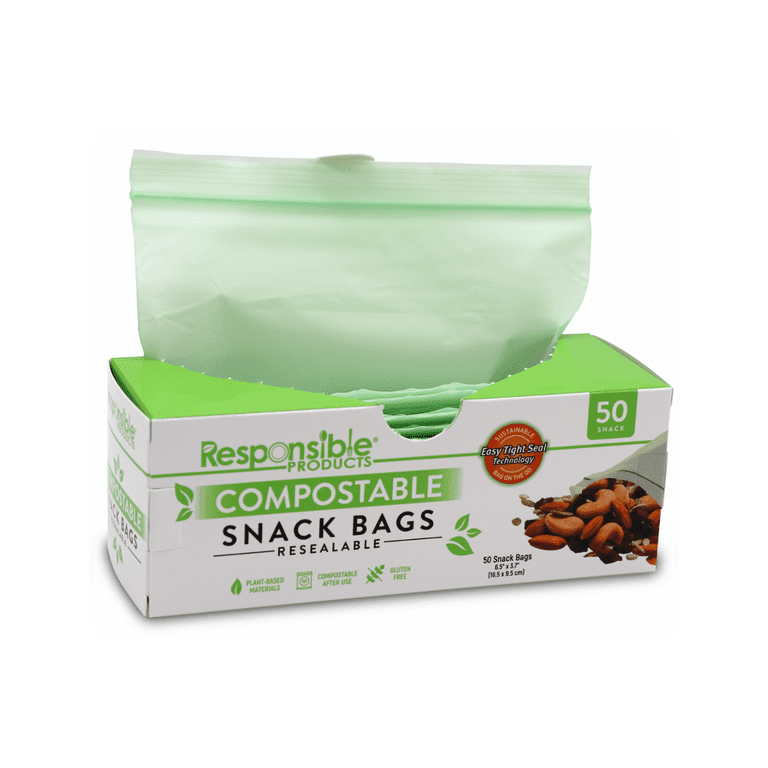 XupZip Compostable Freezer Bags 25-Pack - Gallon Size Biodegradable Ziplock Bags - Durable Plant-Based Food Storage Bag Set - Reusable Zip Lock