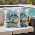 thumbnail image 4 of Pack of 2 Blue Coastal Starfish Outdoor Pillow Covers Decorative, Waterproof Pillow Protector, Vintage Beige Nautical Coral Summer Throw Pillowcases Accent Cushion Cases for Patio Couch Sofa 20"x20", 4 of 8