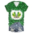 thumbnail image 2 of Fiudx Tops para Mujer Top de Manga Corta con Cuello En V y Estampado Informal para Mujer, 2 of 3