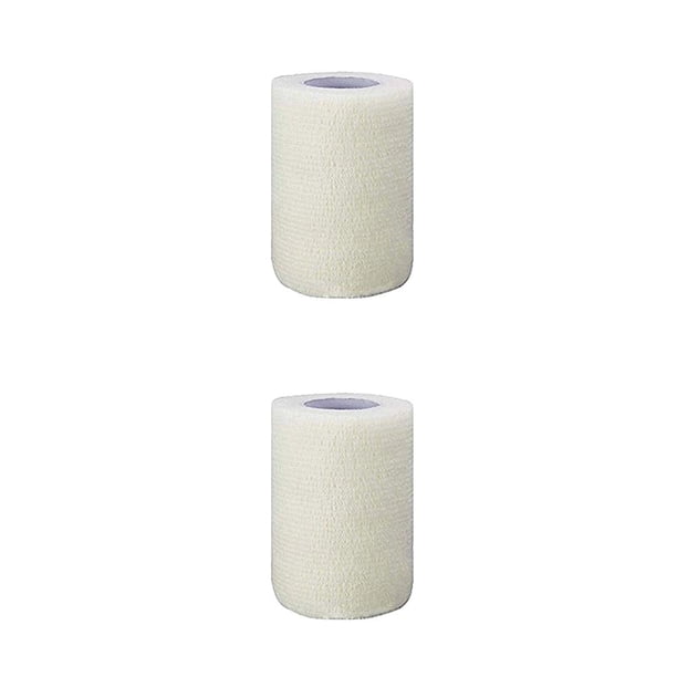 Eigraketly Vendaje no tejido Elástico Deportes Autoadhesivo Fijación Tela Muñeca Envuelto Vendajes transpirables Suministros para exteriores Blanco 2.5 cm x 4.5 cm 2piezas