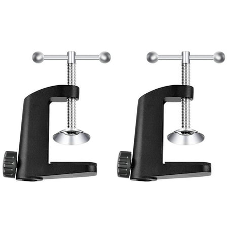 

2pcs Aluminum Alloy C-type Fixation Table Light H Clamp Microphone Bracket Holder Base Fixed Clip Base Hose Metal Clamp (Black)