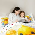 thumbnail image 4 of jejeloiu Kawaii Duck 7 Pieces Bedding Comforter Set,Rainbow Balloon Full Bedding Set,Colorful Graffiti Fitted Sheet Flat Sheet For Girl Kids,Luxury Bedroom Decor Reversible, 4 of 8