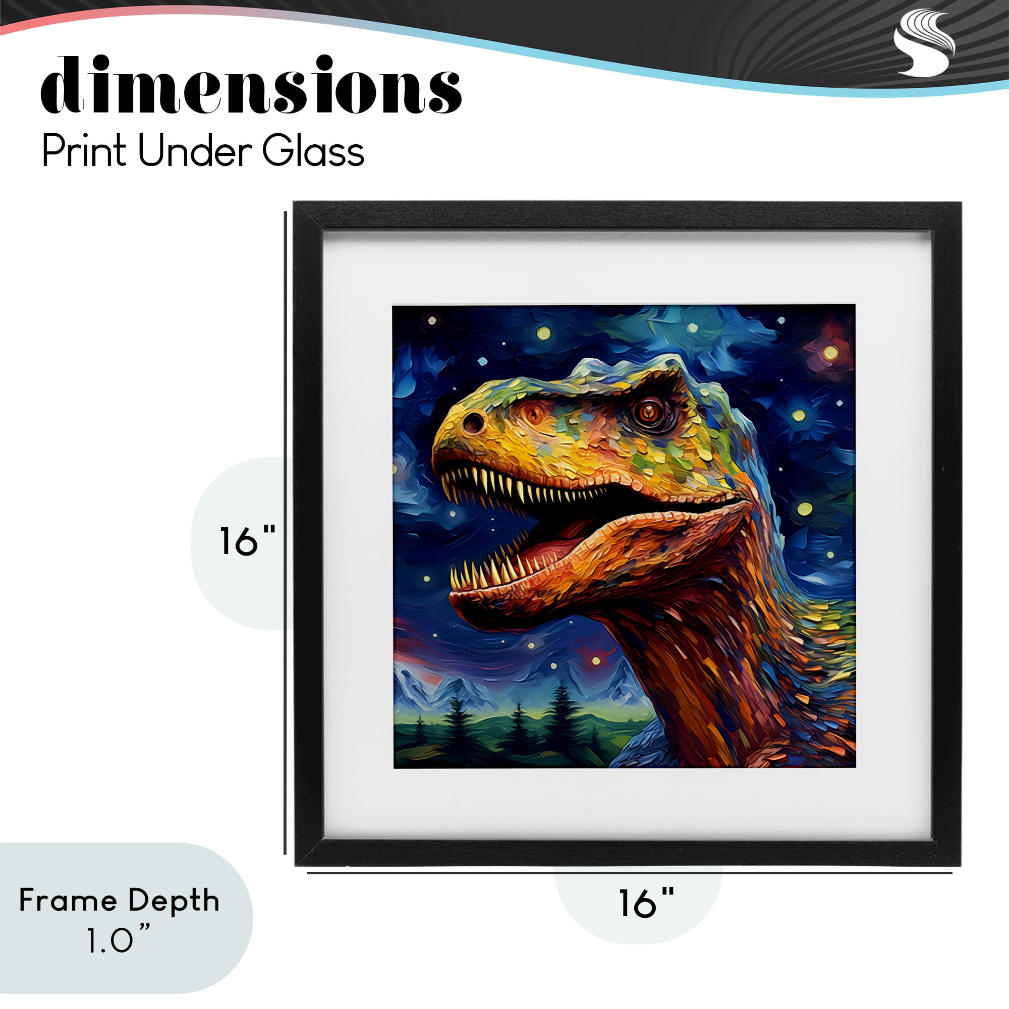 Stupell Industries Starry Sky Dinosaur Black Framed Print Under Glass, design by Creative Studio