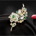 thumbnail image 3 of Zhuge Broches para mujer con diseño de flores, camelia, rosa y hojas florales, accesorios para ropa (verdes), 3 of 3