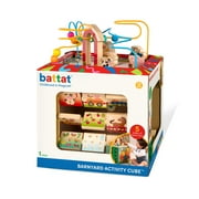 Battat Barnyard Activity Cube with 5 Multicolor Sides and Bead Maze Wooden, Baby and Toddler Toys