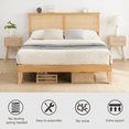 thumbnail image 5 of Zzistar Wood Platform Bed Frame with with LED Lights & Curved Rattan Storage Headboard, Full Size, 5 of 9