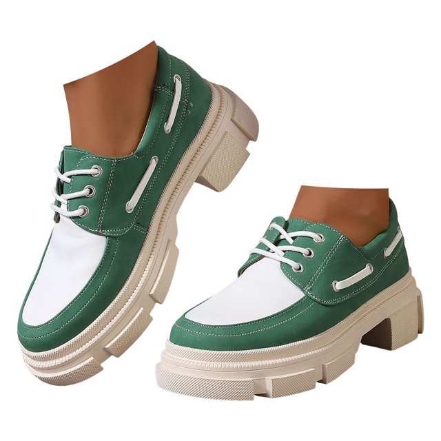 Dakaela Chaussures Oxford à Bout Golf à Lacets pour Femmes Plateforme Vintage Bout Rond Mocassins à Enfiler Mode Mary Jane