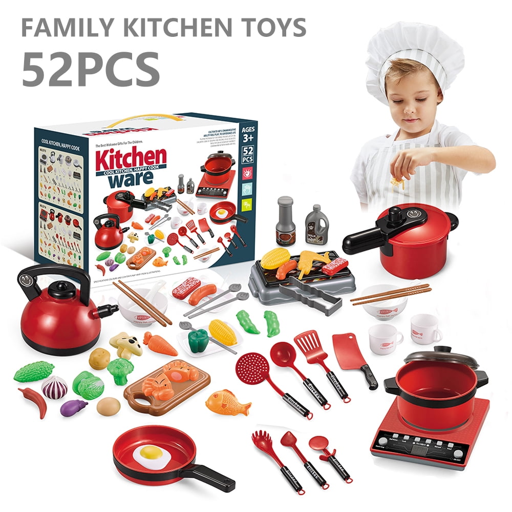 Niyofa 52PCS Toy Kitchen Set for Kids Pretend Cooking Toy Cookware