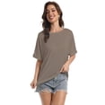 thumbnail image 4 of Women Oversized T-Shirt Loose Fit Workout Tops Short Sleeve Gym Basic Tee Shirt, 4 of 7