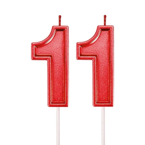 AluAbi 11th Birthday Candles Red Glittered Birthday Number Candles（Complimentary Butterfly Latte Art）