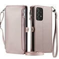 thumbnail image 2 of For Samsung Galaxy A53 5G Wallet Case – Crossbody Strap+Hand Lanyard & Zipper Pocket Credit Card Slots,Drop Tested PU Leather Magnetic Folio Cover with RFID Blocking Card Holder Phone Case,Rosegold, 2 of 9