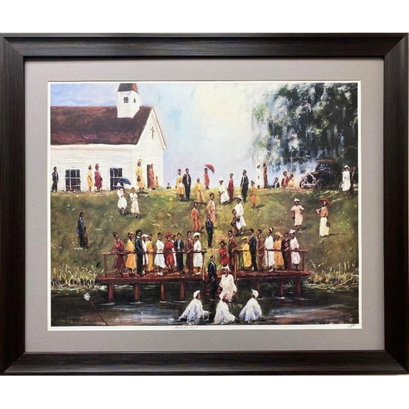 Ted Ellis "Guide Me Over" Hand Signed FRAMED African American Art Generic