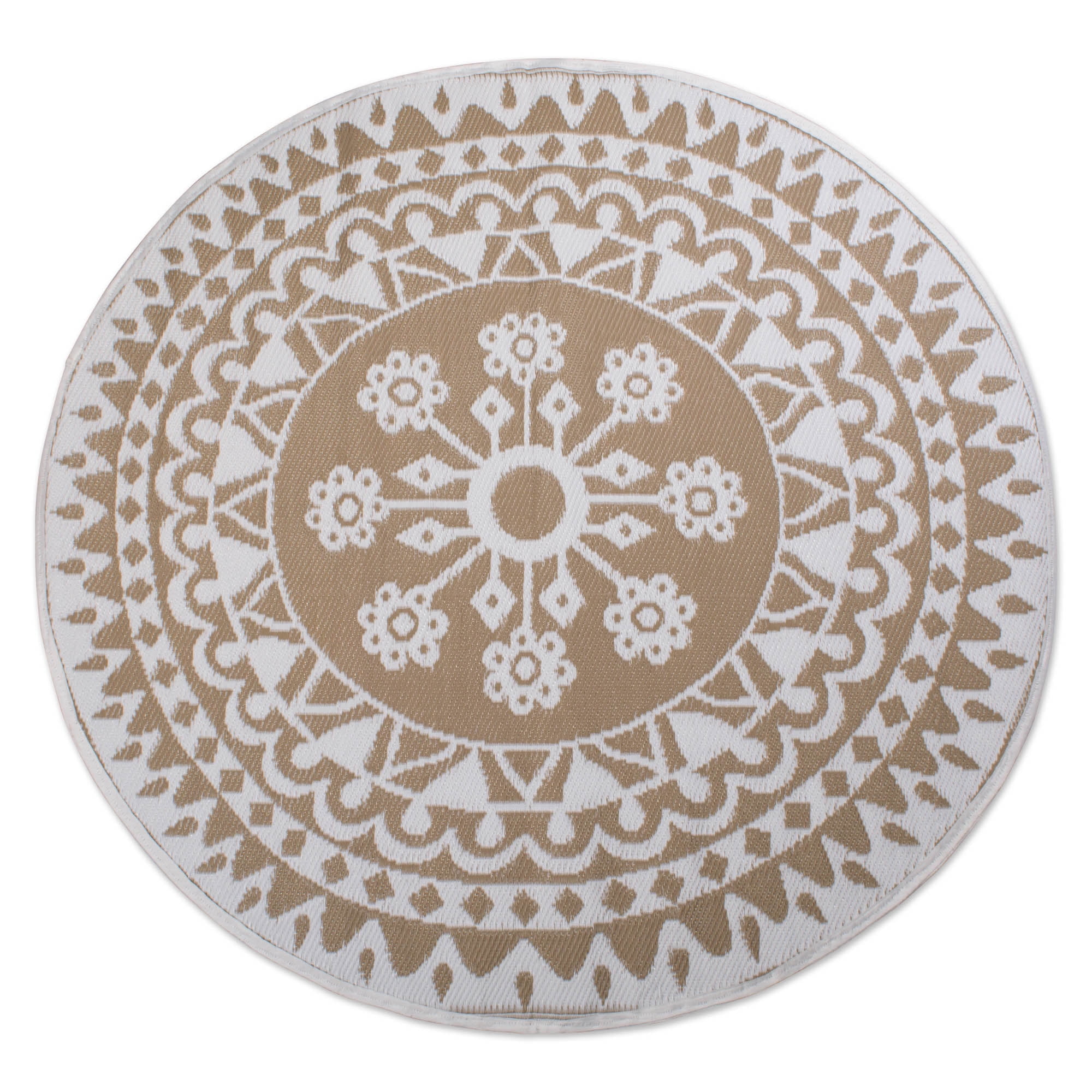 Photo 1 of Design Imports DII Taupe Floral Outdoor Rug 5 Round
