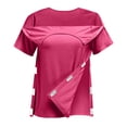 thumbnail image 6 of Iaqnaocc Shoulder Post surgery scrubs for women Hospital Chemo Shirts for Port Access Women Short Sleeve Nursing Scrub Tops Chemotherapy Must Haves Hot Pink With Pockets L, 6 of 8