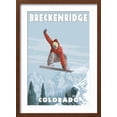 thumbnail image 2 of Art.com Breckenridge, Colorado - Snowboarder Jumping Art Print by Lantern Press, Brown Frame Wall Art, 17" x 23", 2 of 5