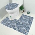 thumbnail image 2 of Blue Pioneer Flower and Paisley Pattern (3) Bathroom Rugs Sets 3 Piece,Toilet Cover Set,Absorbent Non Slip Bathroom Mats Sets with U-Shaped Contour Rug Toilet Rug Set, 2 of 5