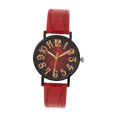 thumbnail image 2 of Reloj de pulsera analógico informal para mujer, elegante y sencillo con correa de piel sintética, a la moda Rojo, 2 of 9
