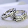thumbnail image 6 of ringheart Matching Rings His and Her Rings Couple Rings Princess cut AAA CZ Wedding Ring Sets for Him and Her Men and Women Ring, 6 of 6