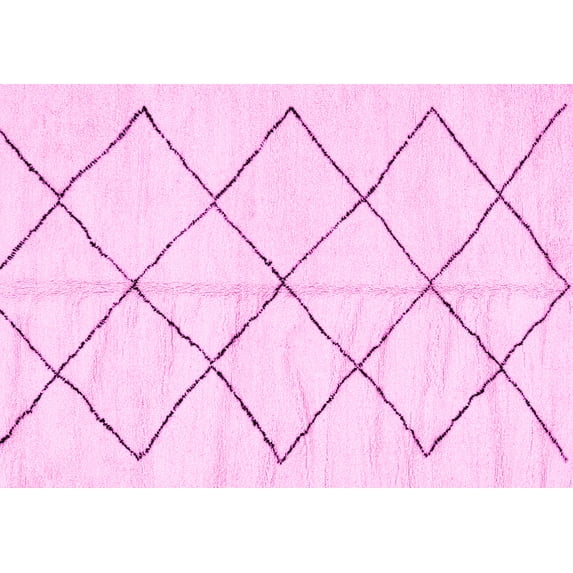 Ahgly Company Indoor Rectangle Solid Pink Modern Area Rugs, 5' x 7'