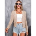 thumbnail image 4 of Women'S Long Sleeve V-Neck Knitted Cardigan Jacket Buttonless Knitted Shawl Sweater Apricot XL, 4 of 8