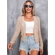 thumbnail image 4 of Chaqueta Cárdigan de Punto con Cuello en V y Larga para Mujer, Suéter Chal de Punto Sin Botones. Albaricoque L, 4 of 8