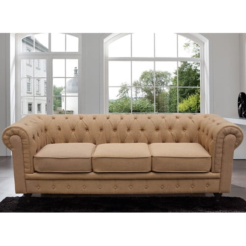 Classic Chesterfield Linen Sofa