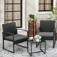 thumbnail image 5 of Devoko 3 Pieces Patio Conversation Set Cushioned PE Rattan Bistro Chairs with Table, Gray, 5 of 6