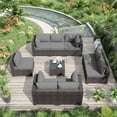 thumbnail image 2 of ALAULM 9 Pieces Patio Conversation Furniture Set Outdoor Sectional Sofa Sets W/Cushions Brown PE Rattan, Gray, 2 of 7
