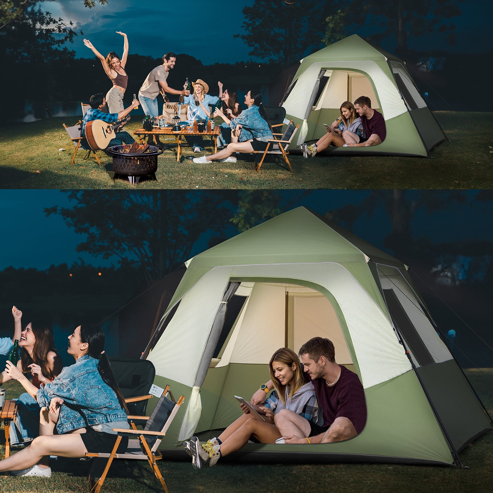 Ktaxon 6 Person Family Tents, Parties, Music Festival Tent, Big, Easy Up, Waterproof, Weather Resistant, Green