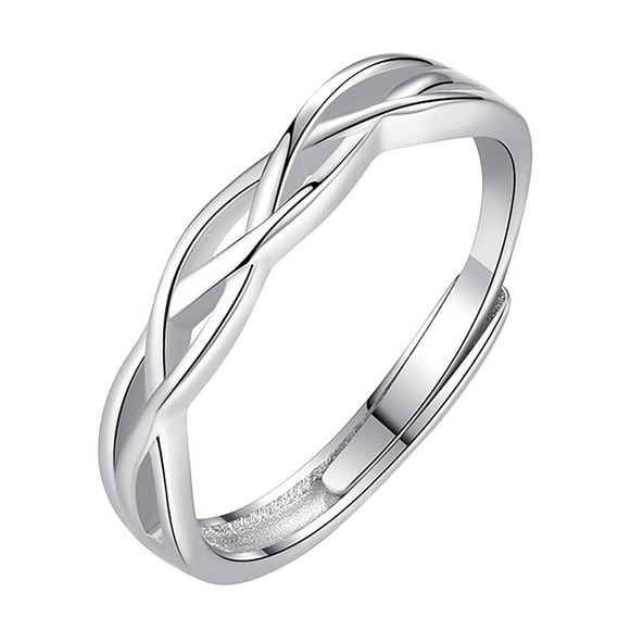 Male Ring Minimalist Wild Interweaving Finger Ring Mens Single-hip Hip Tail Ring Silver Plated Open Ring